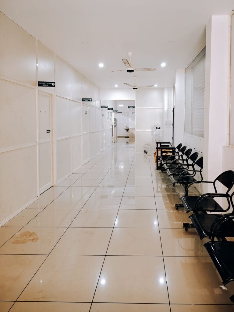 Modern clinic corridor representing OARC's two Bhubaneswar centres